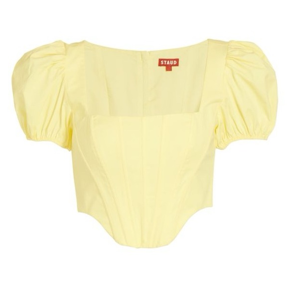 Staud Eliza Corset Puff Sleeve Top - Picture 1 of 9